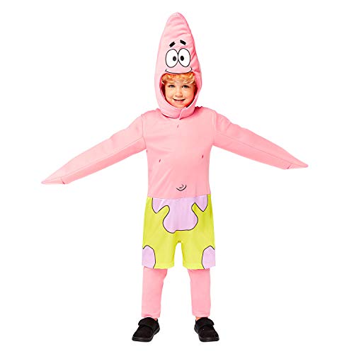 Amscan - Kinderkostüm Patrick, Overall mit bedruckten Shorts, Mütze, Spongebob, Seestern, Karneval, Motto-Party, 128 von amscan