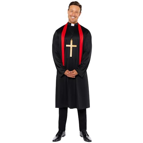 Amscan 9918334 - Men's Vicar Robe & Scarf Adults Fancy Dress Costume Size: Medium von amscan