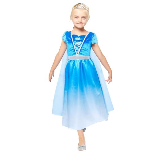 Amscan 9918360 - Girls Blue Ice Princess Dress with Cape Kids Fancy Dress Costume Age: 6-8yrs von amscan