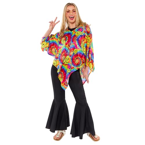 Amscan 9918540 - Unisex Tie Dye Poncho Adults Festival Fancy Dress Costume - One Size von amscan