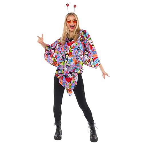 Amscan 9918542 - Unisex 1990's Retro Poncho Adults Festival Fancy Dress Costume - One Size von amscan