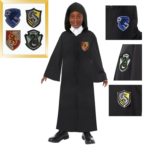 Amscan 9918715 - Unisex Officially Licensed Harry Potter Hogwarts Robe with 4x Velcro Crest Badges Kids Fancy Dress Costume Age: 6-10yrs von amscan