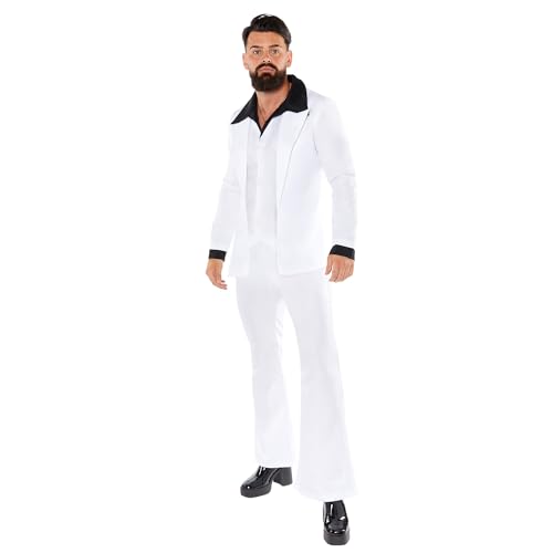 Amscan 9919034 - Men's 1970's Black & White Disco Suit Adults Fancy Dress Costume Size: Small von amscan