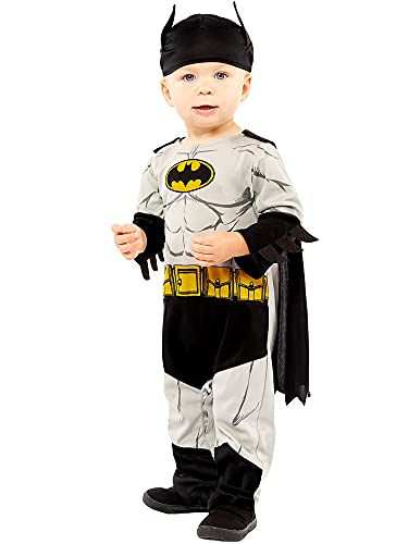 Amscan - Baby-Kostüm Batman, Overall, Klettverschluss-Umhang, Mütze, Super Heroes, Motto-Party, Karneval, 86, Grau von amscan