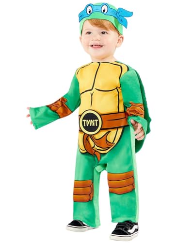 Amscan - Baby-Kostüm Teenage Mutant Ninja Turtles, Overall, gepolsterter Panzer, Mütze, 4 Augenmasken, Superhelden, TMNT, Schildkröte, Motto-Party, Karneval von amscan