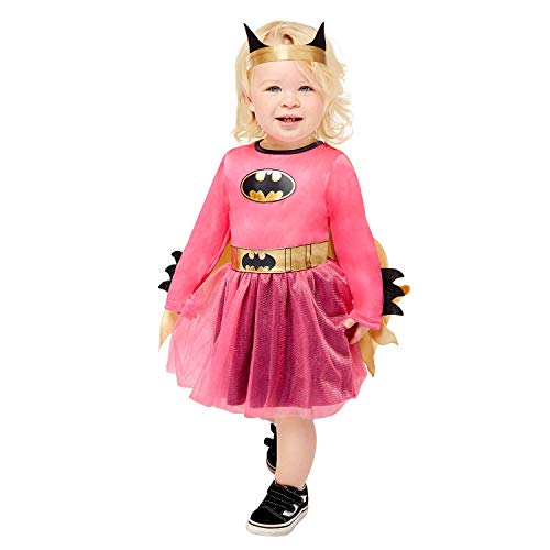 Amscan - Baby-Kostüm pinkes Batgirl, Tüll-Kleid mit Umhang, Stirnband, Super Heroes, Motto-Party, Karneval, 9909325, Mehrfarbig, 86 von amscan