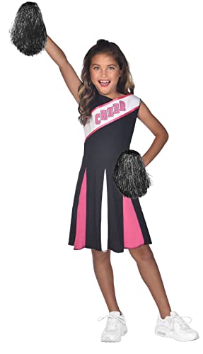 amscan 9910521 Kinder-Mädchen-Cheerleader-Kostüm in Schwarz/Rosa Größe 4-6 Jahre von amscan