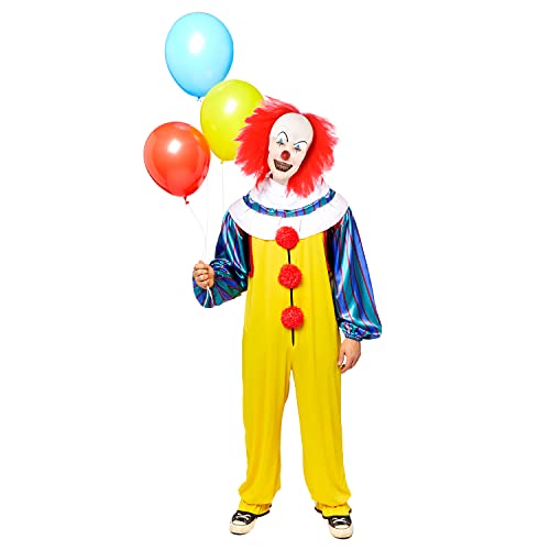 Amscan - Erwachsenenkostüm Clown, Jumpsuit, Kragen, Perücke mit Stirn, Horror-Clown, Killer, ES, Halloween von amscan