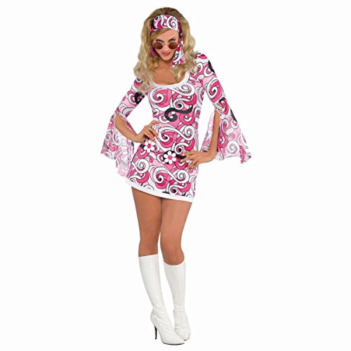 Amscan - Erwachsenenkostüm Go Go Girl, Kleid, Stirnband, Gürtel, für Damen, 70er, 60er, Karneval, Fasching, Fastnacht, Mottoparty von amscan