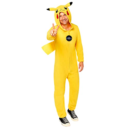 Amscan - Erwachsenenkostüm Pikachu, Fleece-Jumpsuit mit Kapuze, Pokemon, Motto-Party, Karneval, Gelb,Gr. XXL (DE 56) von amscan