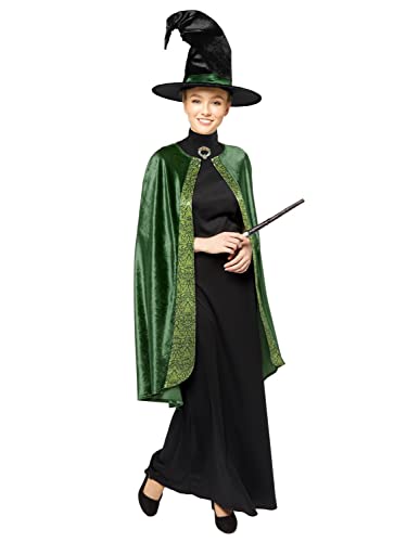 Amscan - Erwachsenenkostüm Professor Mc Gonagall aus Harry Potter, Kleid, Umhang, Hut, Magierin, Zauberin, Schwarz, Grün von amscan