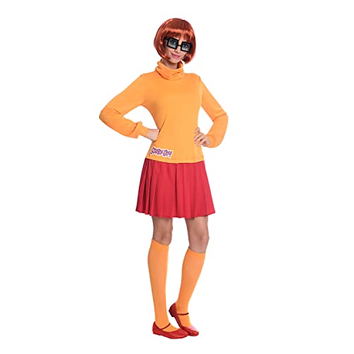 Amscan - Erwachsenenkostüm Velma aus Scooby Doo, Kleid mit Faltenrock, Brille, Perücke, Socken, Serie, Motto-Party, Karneval von amscan