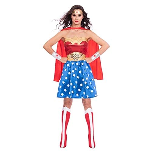 Amscan - Erwachsenenkostüm Wonder Woman, Kleid, Umhang, Arm- und Beinstulpen, Stirnband, Super Heroes, Motto-Party, Karneval von amscan