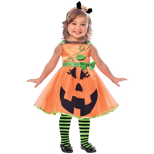 (PKT) (9903392) Child Girls Cute Pumpkin Costume Dress (3-4yr) von amscan