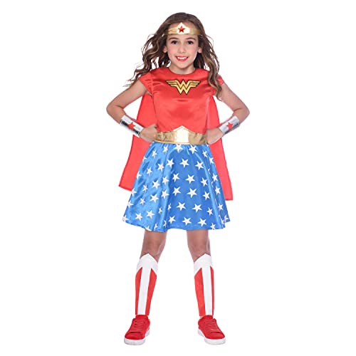 amscan Kind Wunderfrau Wonder Woman Verrücktes Kleid Kostüm Alter: 3-4 Jahre (Alter: 10-12 Jahre), Rot, 146 von amscan