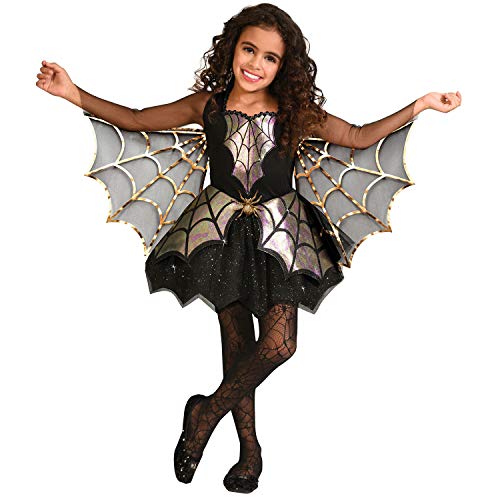 Amscan - Kinderkostüm schimmernde Spinne, Kleid mit angehängten Flügeln, Karneval, Mottoparty, Halloween, Schwarz von amscan