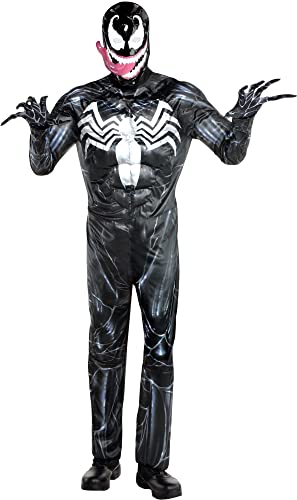 Amscan Klassisches Venom Halloween Muscle Kostüm für Erwachsene Marvel Standardgröße inklusive Overall Maske Handschuhe von amscan