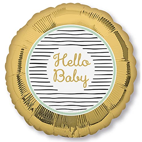 Folienballon * HELLO BABY * als Deko und Geschenk zur Geburt eines Babys | Größe:43cm | für Luft und Helium | Ballon Party Dekoration von amscan