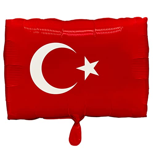 Folienballon * TÜRKISCHE FLAGGE * als Deko und Geschenk | Größe:30x40cm | für Luft und Helium | Rote Fahne Mondstern Ballon Party Dekoration von amscan