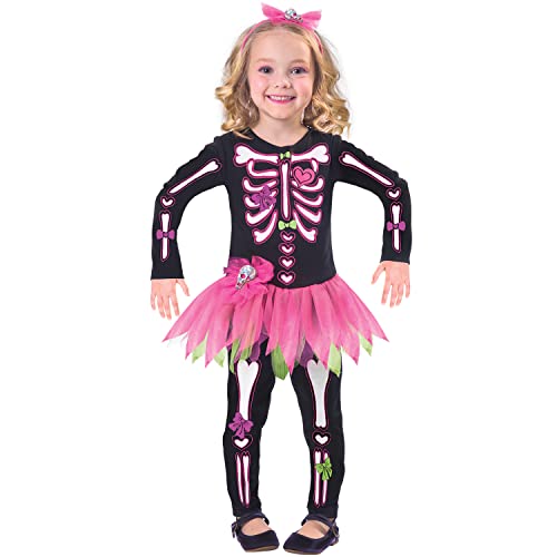 (PKT) (9903398) Child Girls Fancy Bones Skeleton Costume Dress (3-4yr) von amscan