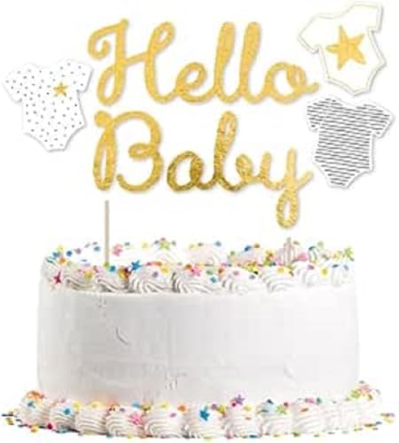 Kuchen Deko * HELLO BABY * für die Kuchendekoration bei Party und Geburt | Gender-Neutral, 21x18cm | Gender Mottoparty von amscan