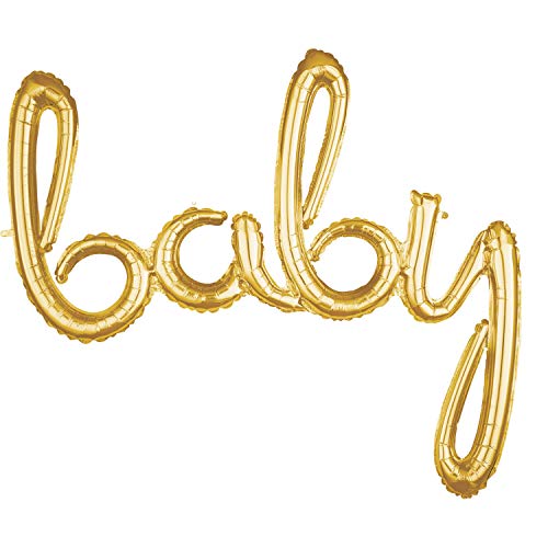 Amscan 3669011 - Folienballon Baby, gold, für Helium oder Luft, Babyparty von amscan