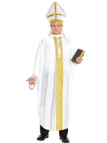 amscan 8400861-55 Papst-Kostüm-Set für Erwachsene, Übergröße, 2-teilig, weiß, Plus Size/XXL von amscan