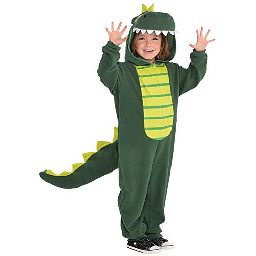 amscan 9902083 Onesie-Kostüm mit Dinosaurierkopf-Kapuze und Schwanz, mehrfarbig, 1 Stück von amscan