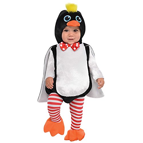 amscan 9902147 Baby Pinguin-Kostüm mit abnehmbarem Kapuzenpullover, Alter 12–24 Monate, 1 Stück, Mehrfarbig, 12-24 von amscan