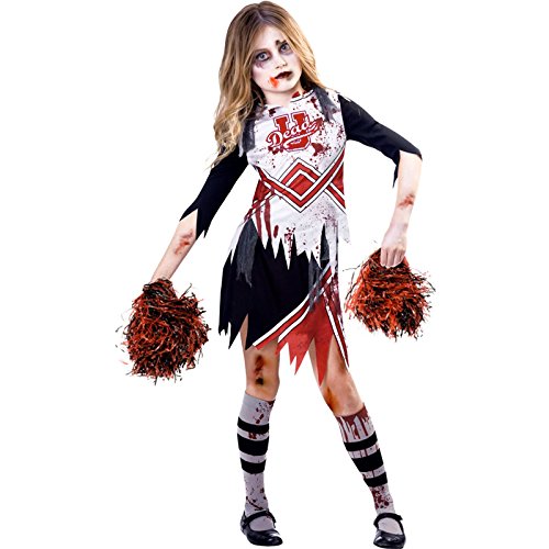 set high (PKT) (9902690) Child Girls Red Zombie Cheerleader Costume (9-10yr) von amscan