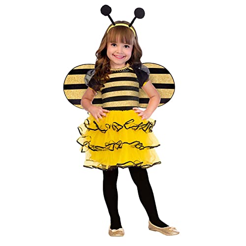 amscan 9904179 Hummel Hummelkleid mit abnehmbaren Flügeln und Antennen-Boppers – Alter 2–3 1 Stück, Kinder, gelb, 2-3 Jahre von amscan