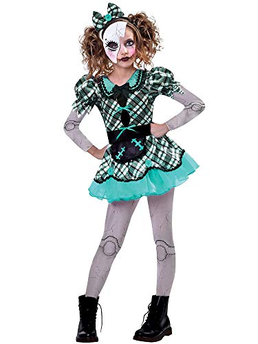 amscan Dark Doll Kostüm für Mädchen enthält eine Maskenstrumpfhose und ein Stirnband für Kinder von 12 bis 14 Jahren von amscan