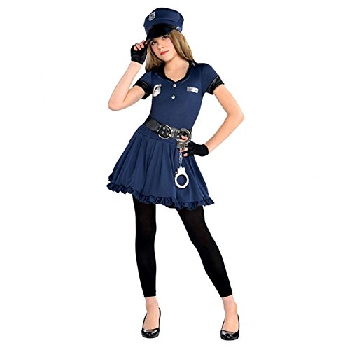 amscan 9904810 Police Kleid Kostüm Set, Kinder, Einfarbig, blau/schwarz, 6-8 Jahre von amscan