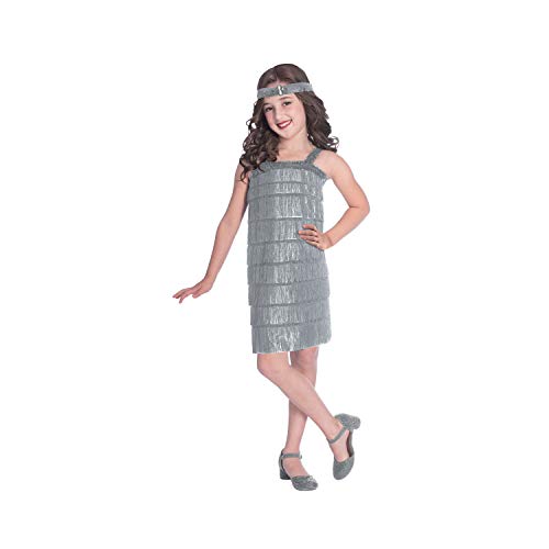 amscan Flapper Kostüm für Kinder, Silber, mit Kleid und Kopfbedeckung im Alter von 10 bis 12 Jahren von amscan