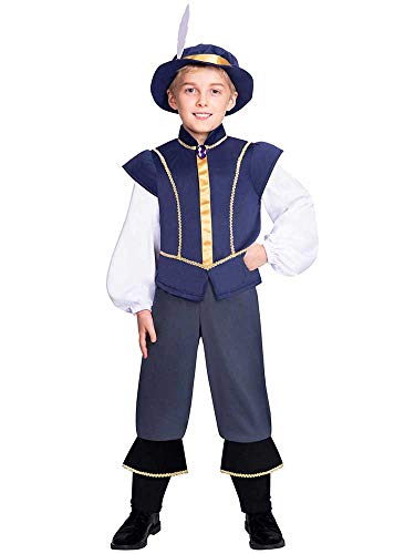 amscan 9905766 Prinz Tudor Kostüm-Set, 8-10 Jahre, 3-teilig, Kinder, blau von amscan