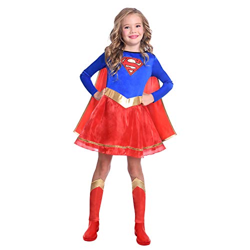 Amscan - Kinderkostüm Supergirl, Kleid, Umhang, Beinstulpen, Superheldin, DC Super Heroes, Motto-Party, Karneval von amscan