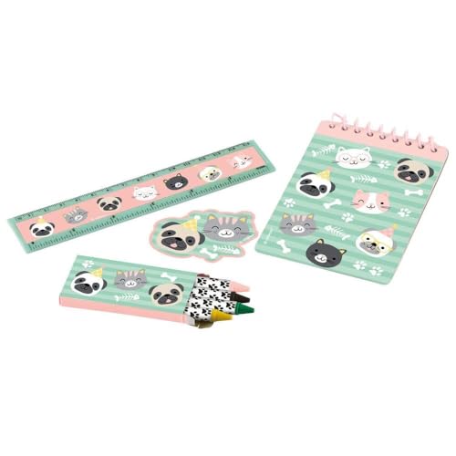 Amscan 9906545 - Schreibset Hello Pets, 24 Teile, 6 Lineale, 6 Notizblöcke, 6 Notizzettel, 6 Packungen Stifte, Mitgebsel Amscan 9906545 - Schreibset Hello Pets, 24 Teile, 6 Lineale, 6 Notizblöcke, 6 Notizzettel, 6 Packungen Stifte, Mitgebsel von amscan