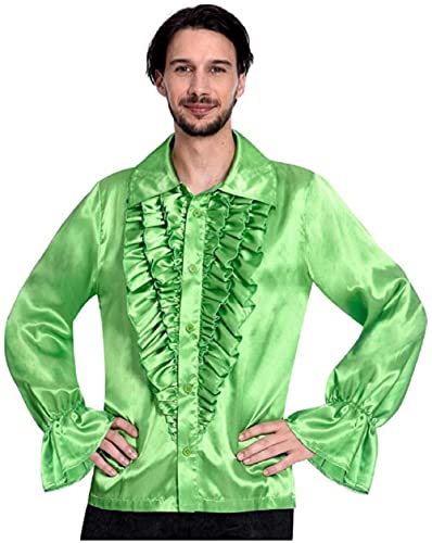 amscan 9907014 Disco-Hemd für Herren, Satin, Größe XL, Limettengrün, Einfarbig, grün von amscan