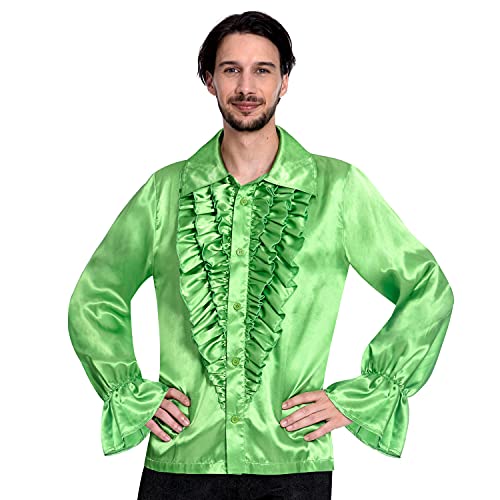 amscan 9907305 Disco-Hemd für Herren, Satin, Limettengrün, Größe S, mehrfarbig von amscan