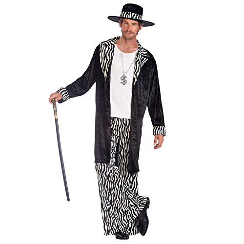 amscan 9908823 Herren Fly Guy Pimp Zebra Print Kostüm Übergröße, Schwarz von amscan