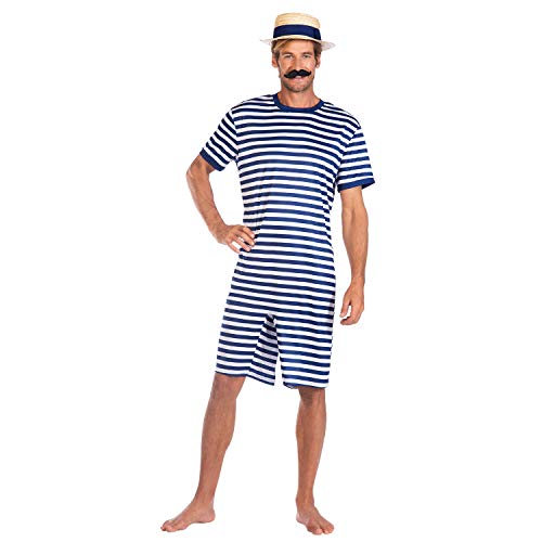 (ETX) (HAT) (9908837) Adult Mens 1920s Swimsuit Blue Costume (Standard) von amscan