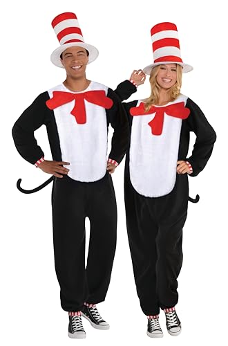 amscan 9908879 Uni Erwachsene Dr. Suess Katze im Hut Overall Welttag Kostüm Größe: S, Unisex, Multi von amscan