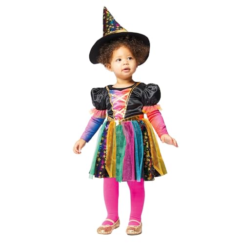 amscan 9914803 Kinder Regenbogen Glanz Hexe Kostüm Halloween Kostüm Kleinkinder Mädchen Outfit (4-6 Jahre) von amscan