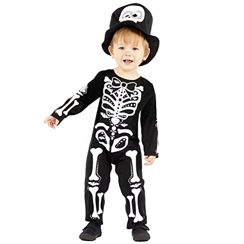 amscan 9914822 Kind Kleinkinder Kleines Skelett Verkleidung Halloween Kostüm Mädchen Kinder Cosplay (2-3 Jahre) von amscan