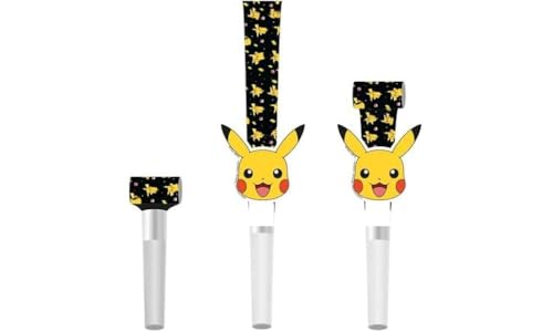 amscan 9917122 Offiziell lizenzierte Pokémon-Kindergeburtstagsparty Blowouts Pikachu Noisemakers – 8 Stück, Mehrfarbig von amscan