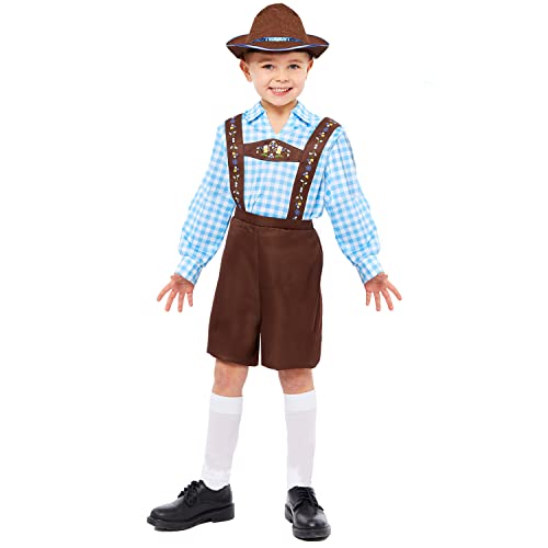 amscan 9917561 9917559 - Kinder Bayerischer Junge in Blau Faschingskostüm Kinder Oktoberfest Party Outfit von amscan