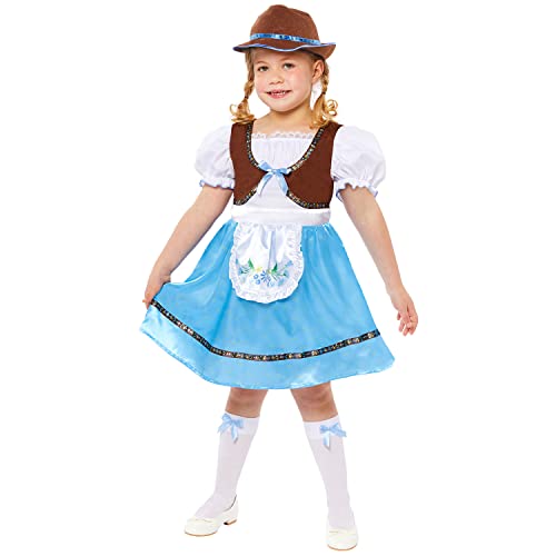 amscan 9917564 9917563 - Kinder Bayerisches Mädchen in Blau Faschingskostüm Kinder Oktoberfest Party Outfit von amscan