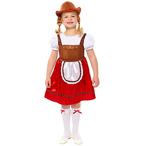 amscan 9917582 9917580 - Kinder Bayerisches Mädchen in rot Faschingskostüm Kinder Oktoberfest Party Outfit von amscan