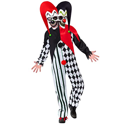 amscan 9917864 Herren Halloween Zwei-Gesichter Narr Clown Kostüm Multi, X-Large von amscan