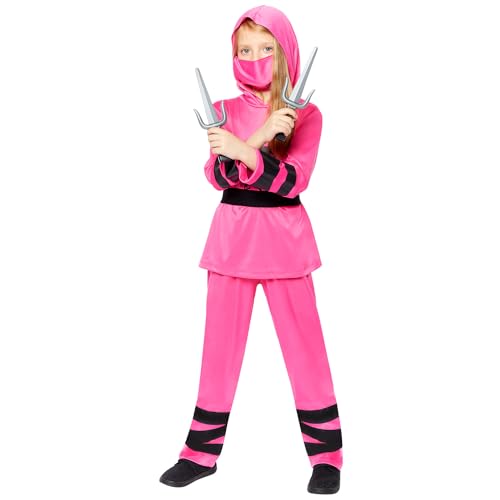 amscan 9918143 - Girls Pink & Black Ninja Fancy Dress Costume with Mask Age: 3-4yrs von amscan